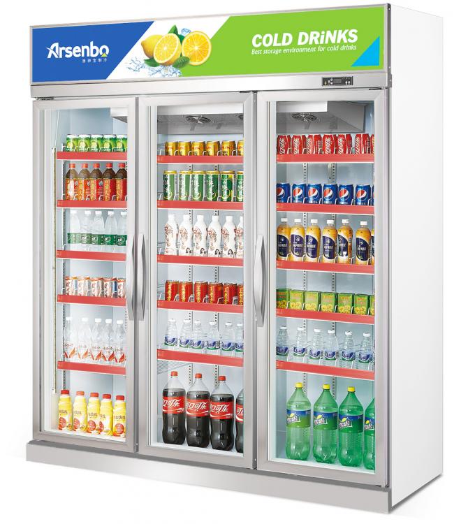 480W Vertical Commercial Display Refrigerator Practical Three Door