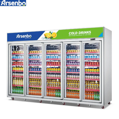 3200L Multiscene Upright Glass Fridge Chiller Anticorrosive With 6 Doors