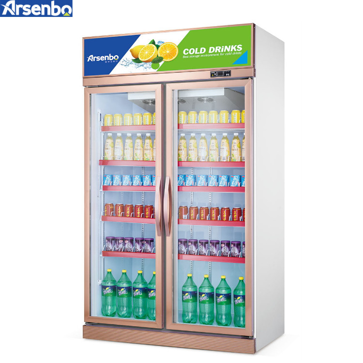 Arsenbo 480w Double Door Display Refrigerator Painted Steel Material