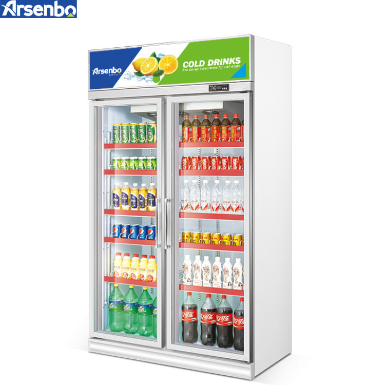 Arsenbo 480w Double Door Display Refrigerator Painted Steel Material
