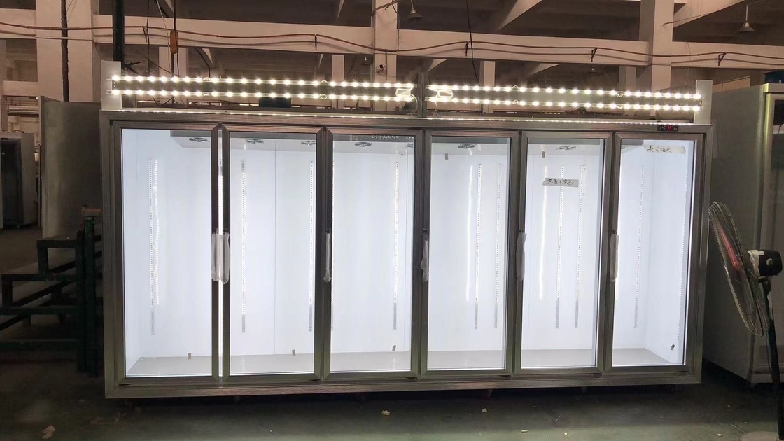 6 Glass Door Commercial Display Refrigerator 380V 3200L Durable