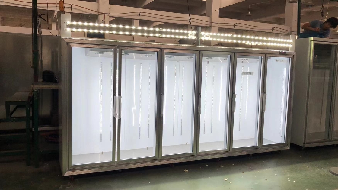 6 Glass Door Commercial Display Refrigerator 380V 3200L Durable