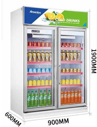 1000L Commercial Beer Coolers , Stainless Steel Upright Double Door Display Freezer