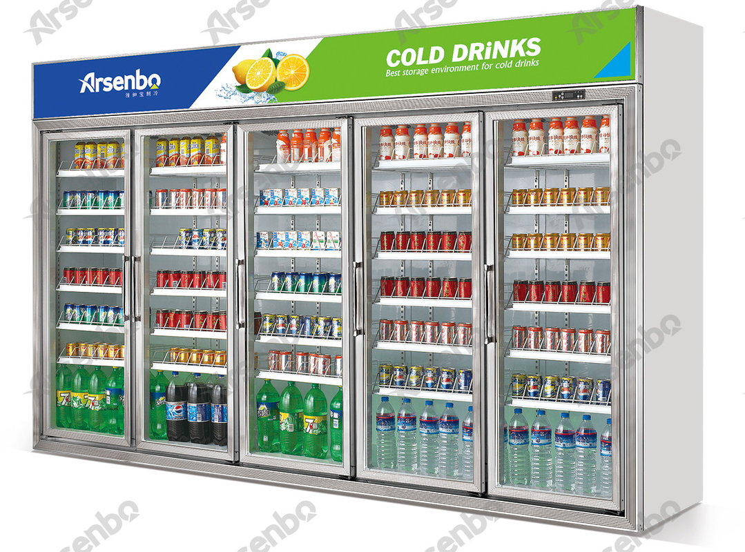 Upright 4 Door Commercial Display Drink Fridge 1000L SS304 Material