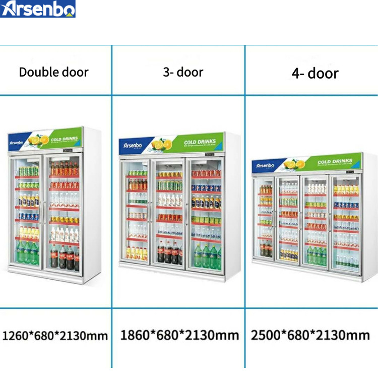 320W Glass Front Commercial Beverage Refrigerator Microcomputer Classic Type