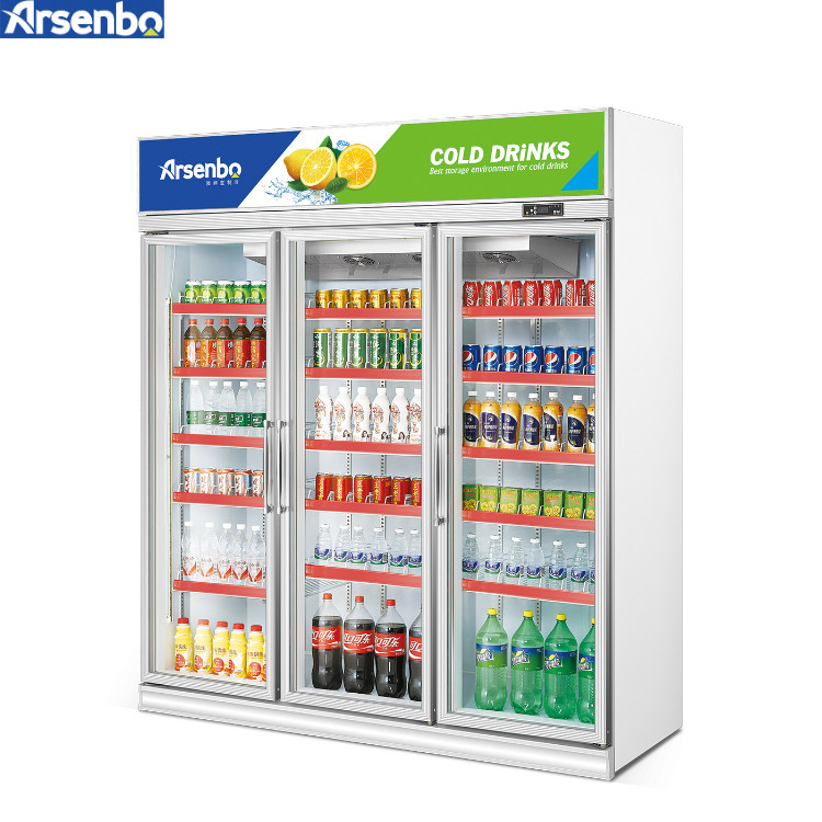 320W Glass Front Commercial Beverage Refrigerator Microcomputer Classic Type