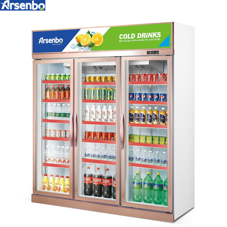 320W Glass Front Commercial Beverage Refrigerator Microcomputer Classic Type