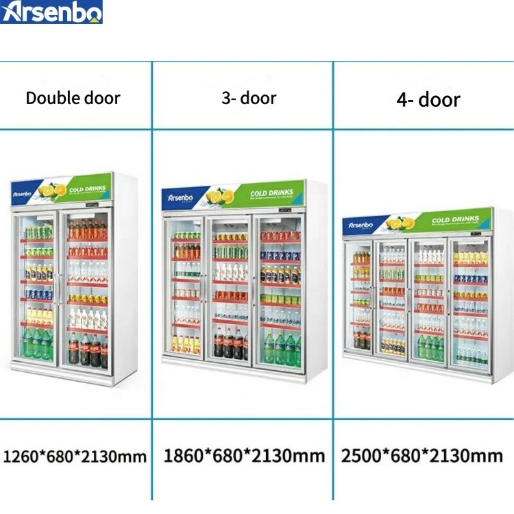 4 Door Upright Commercial Beverage Refrigerator 2000L For Drinks