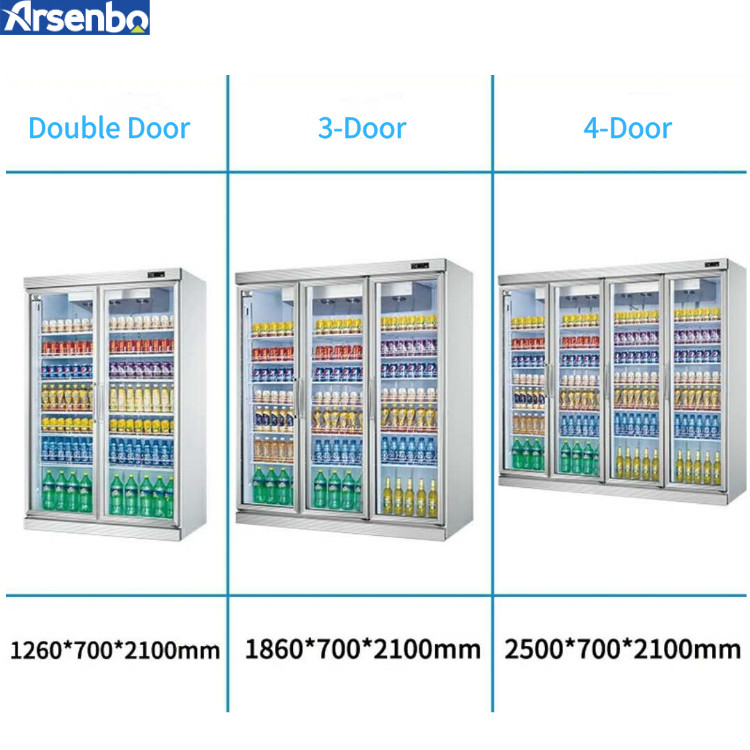 4 Door Upright Commercial Beverage Refrigerator 2000L For Drinks