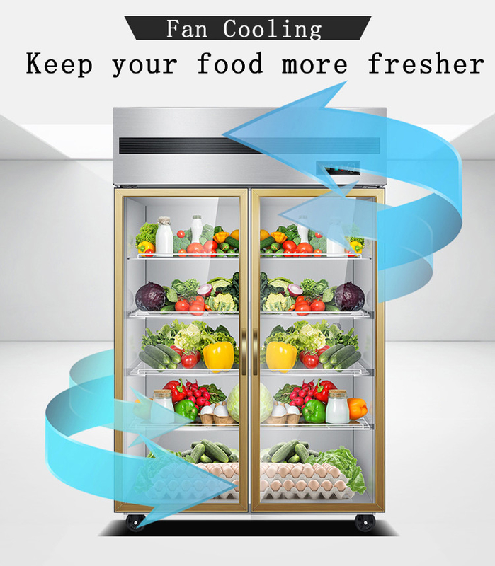 SS304 110V Glass Door Refrigerator Freezer , Multipurpose Double Fridge Freezer