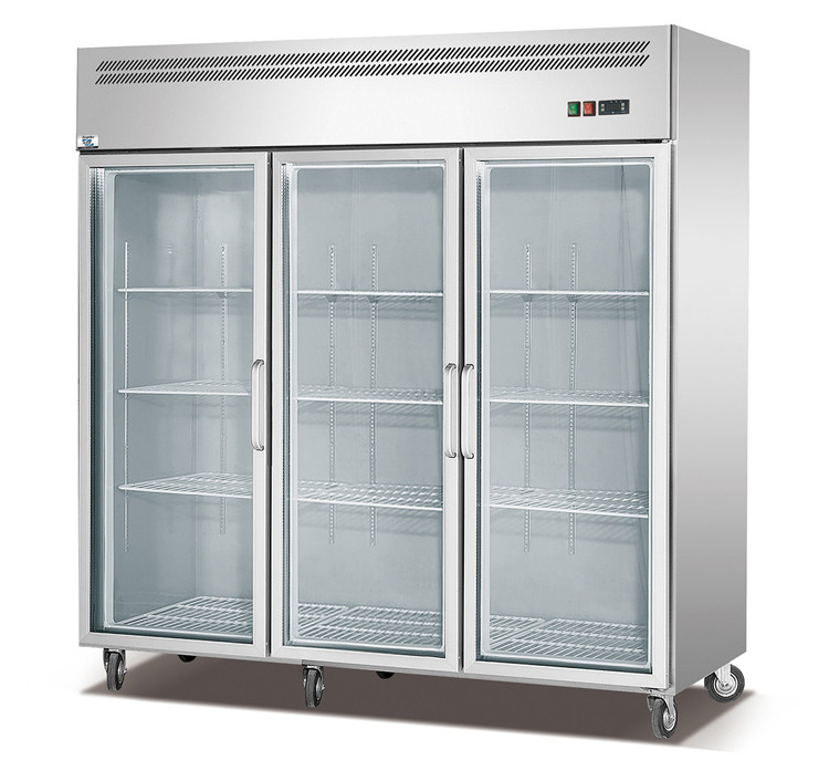 SS304 110V Glass Door Refrigerator Freezer , Multipurpose Double Fridge Freezer