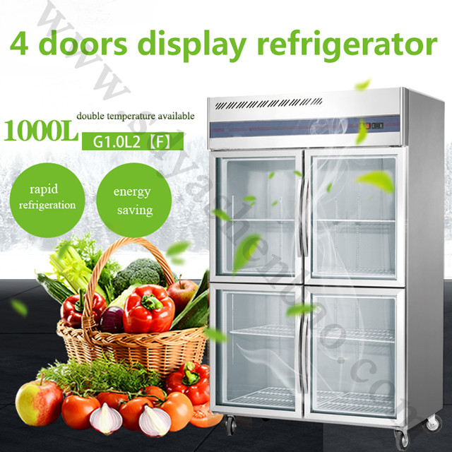 SUS304 Odorless Kitchen Fridge Freezer Antiwear With Glass Door