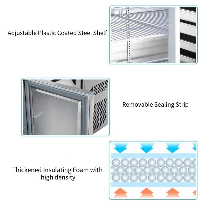 180W 250L Under Counter Refrigerators Stainless Steel Material