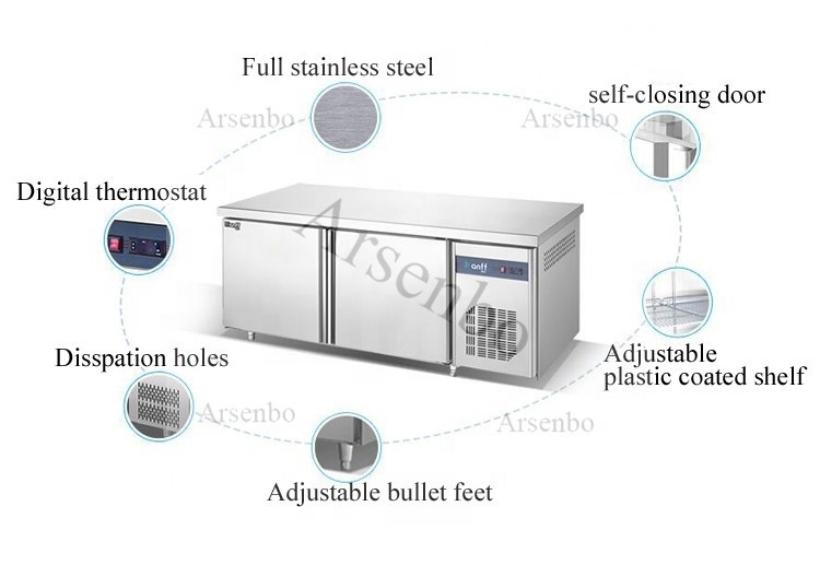 Multiscene Grey Fridge Undercounter , 220V Commercial Under Counter Refrigerator
