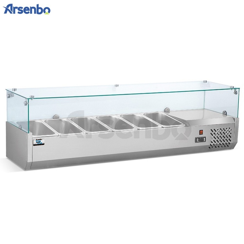 No Fluorine Practical Pizza Prep Station , Silver Countertop Sandwich Display Fridge