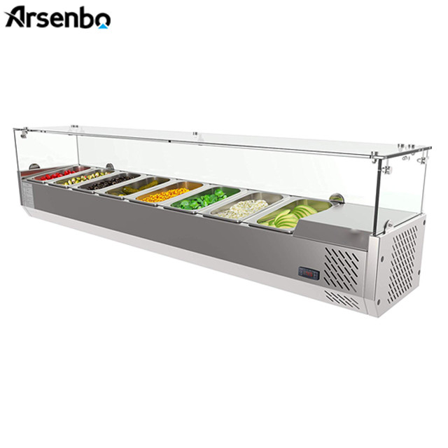 No Fluorine Practical Pizza Prep Station , Silver Countertop Sandwich Display Fridge