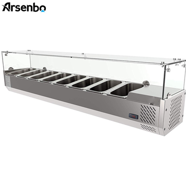 No Fluorine Practical Pizza Prep Station , Silver Countertop Sandwich Display Fridge
