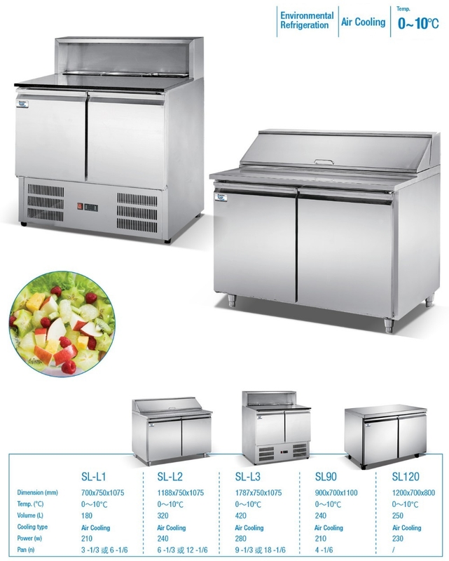 420L 210W Pizza Prep Refrigerator Makeline Table Stainless Steel