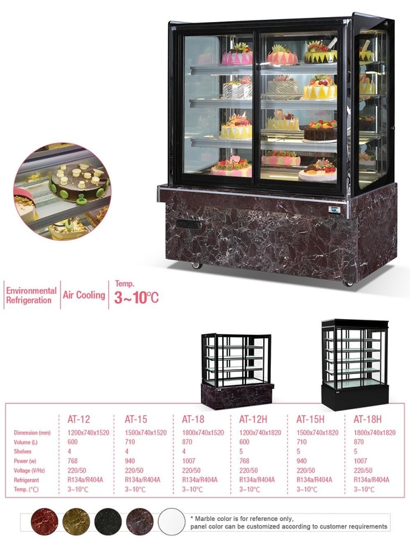 Stainless Steel 768W Dessert Display Fridge , Multipurpose Cake Showcase Refrigerator