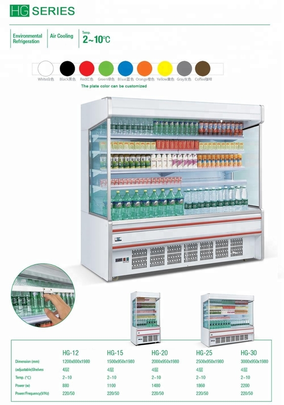 Beverage Multicolor Multideck Display Fridge , 220V Open Chiller For Supermarket