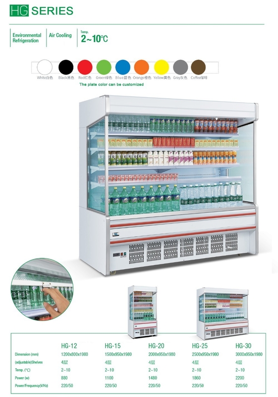 Commercial White Multideck Open Chiller Freezer For Supermarket Antiwear