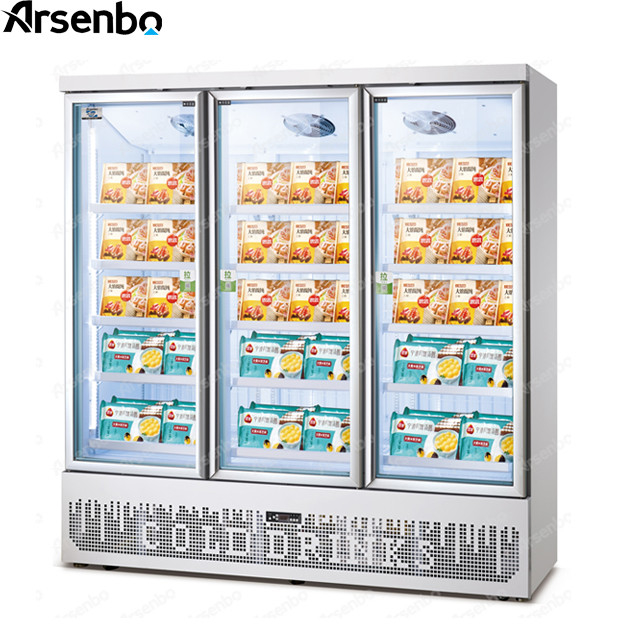 Luster Plate Commercial Supermarket Refrigerator 1200L Silver Color
