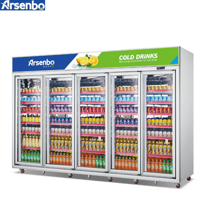 3200L Multiscene Upright Glass Fridge Chiller Anticorrosive With 6 Doors