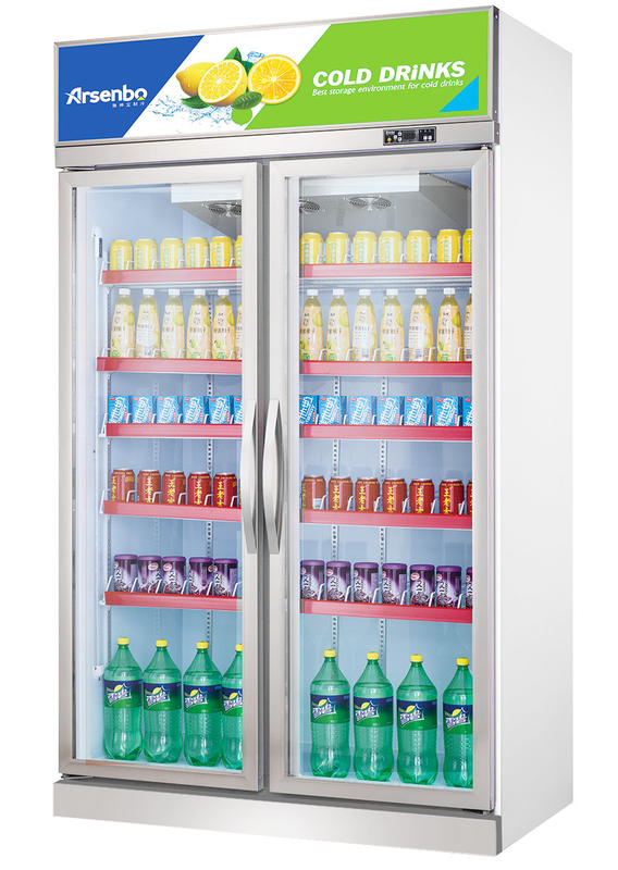 Silvery Solid Alloy Upright Glass Door Fridge For Shop Height 2130mm