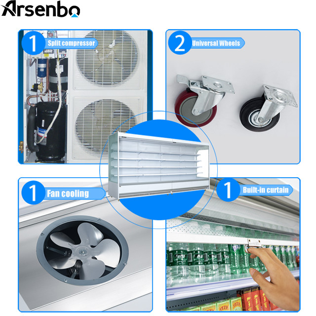 Anticorrosive Multideck Open Chiller Microcomputer Temp For Supermarket